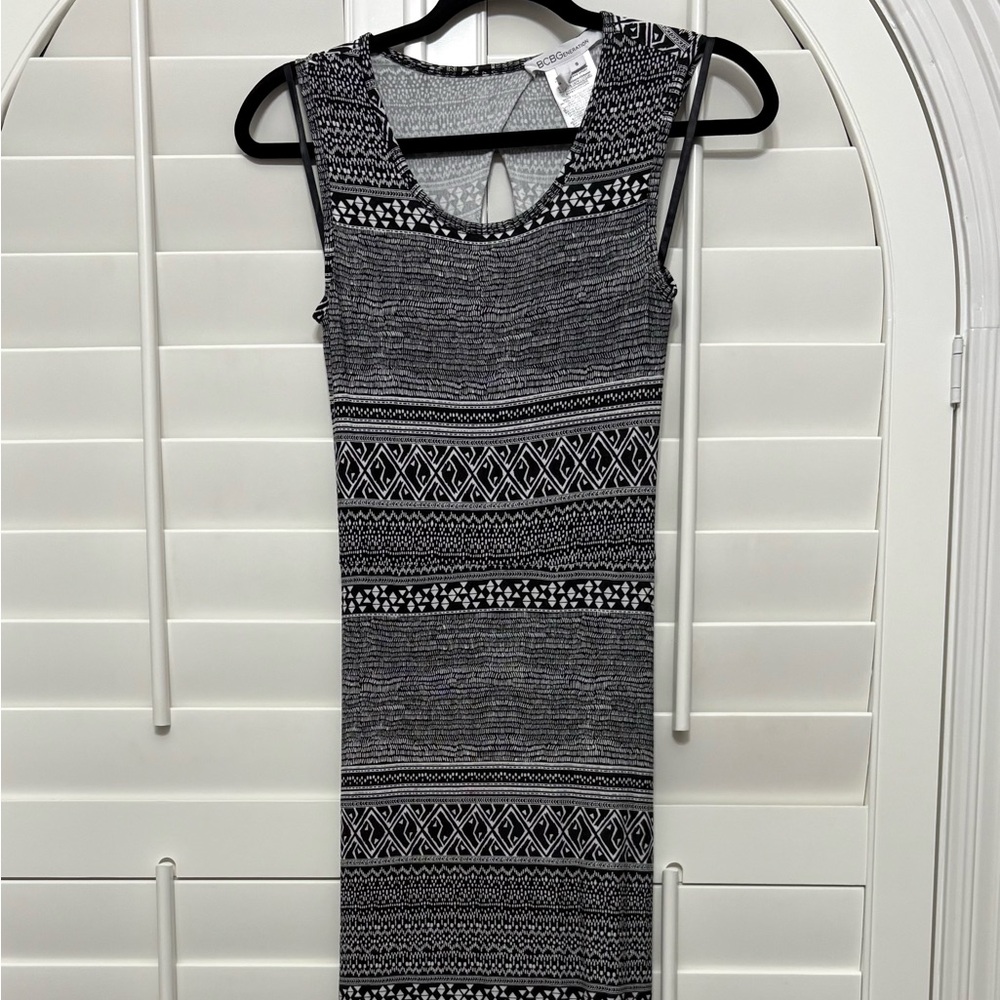 BCBG Black and White Patterned Maxi Dress